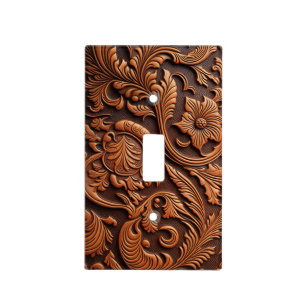 Tooled Leather Design Light Switch Cover