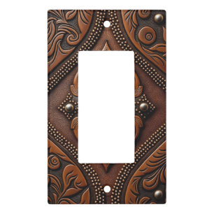Tooled Leather Design Light Switch Cover