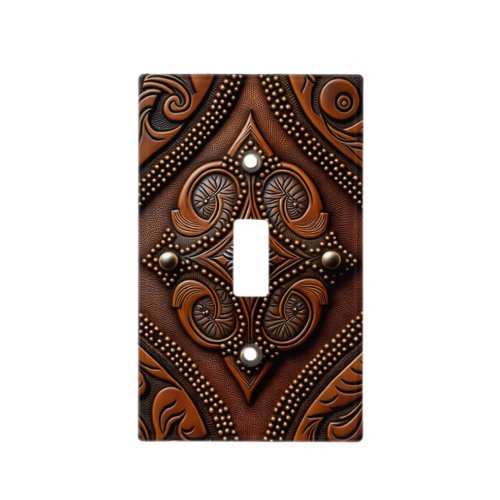 Tooled Leather Design Light Switch Cover