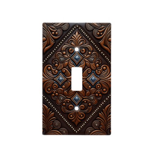 Tooled Leather Design Light Switch Cover