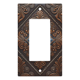 Tooled Leather Design Light Switch Cover