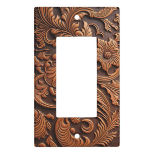 Tooled Leather Design Light Switch Cover