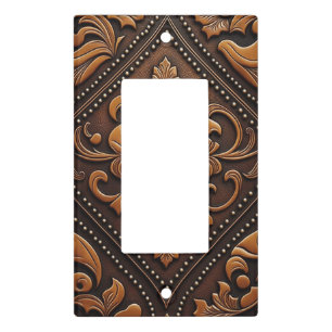 Tooled Leather Design Light Switch Cover