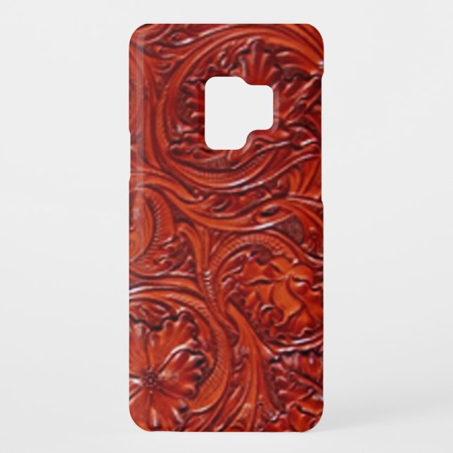tooled leather DROID RAZR phone case (Back)
