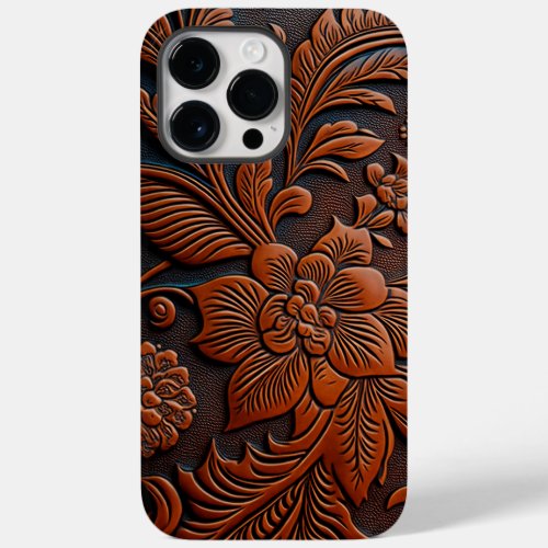 Tooled Leather Floral Design Case_Mate iPhone 14 Pro Max Case