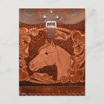 Tooled Leather "horse" Western Postcard by BootsandSpurs at Zazzle