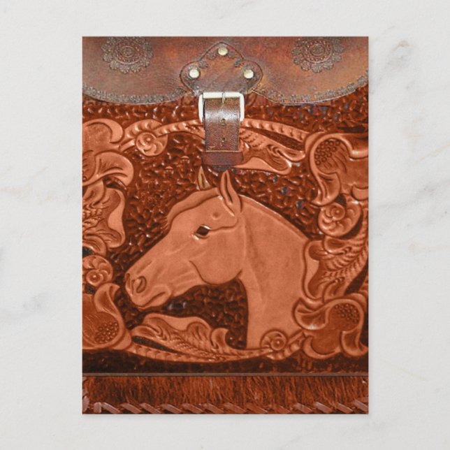 Tooled Leather "Horse" Western Postcard (Front)