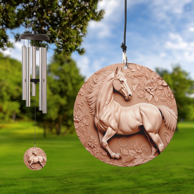 Tooled Leather Horse Wind Chime (Outdoor)