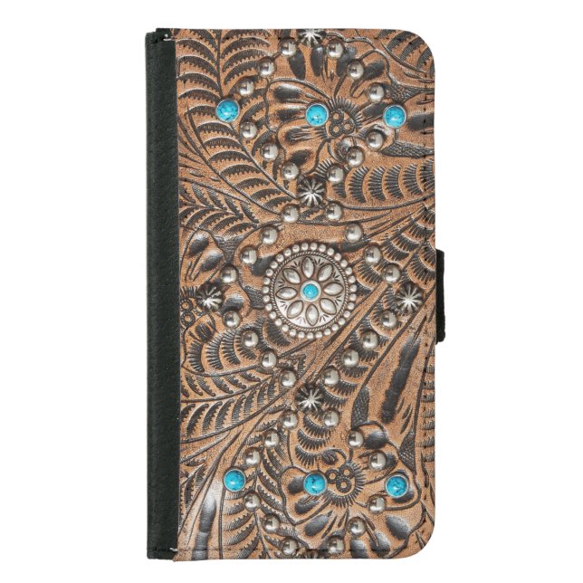 Tooled leather iPhone 6 Wallet Case (Front)