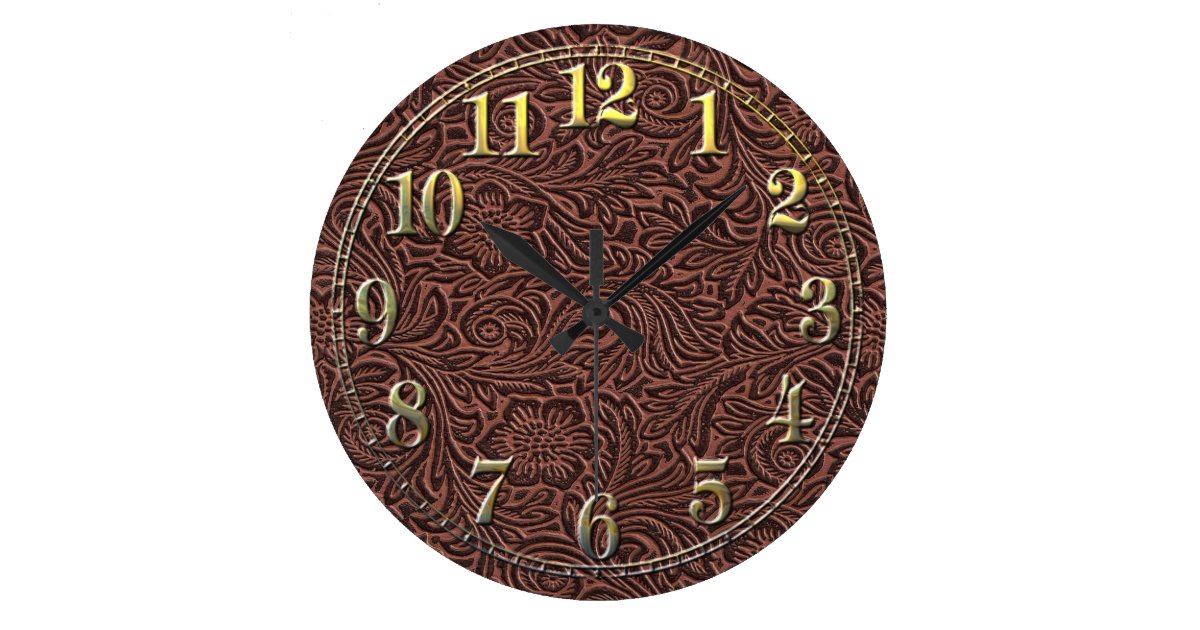 Tooled Leather Large Clock