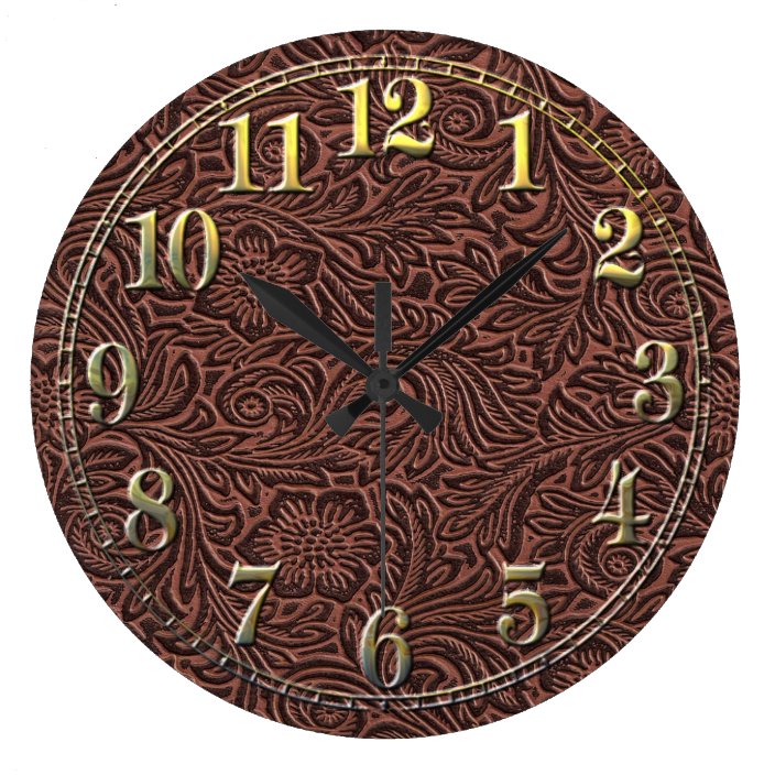 Tooled Leather Large Clock