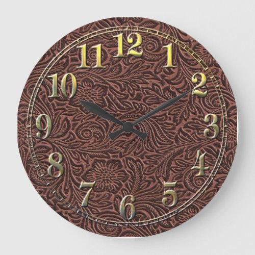 Tooled Leather Large Clock