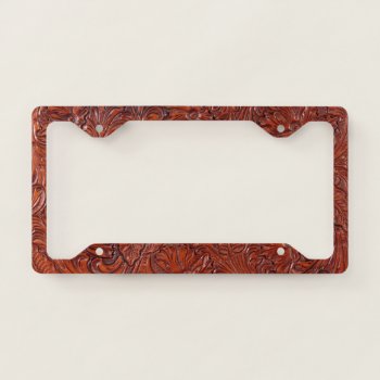 Tooled Leather License Plate Frame by aquachild at Zazzle