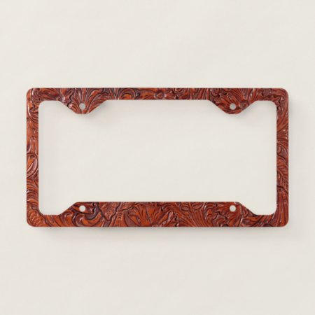 Tooled Leather License Plate Frame