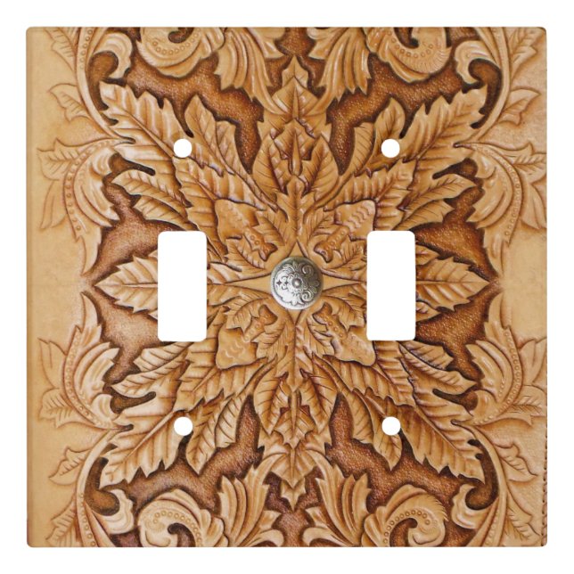 Tooled leather Light Switch Cover (Front)
