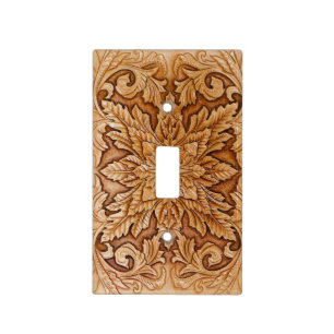 Tooled leather Light Switch Cover