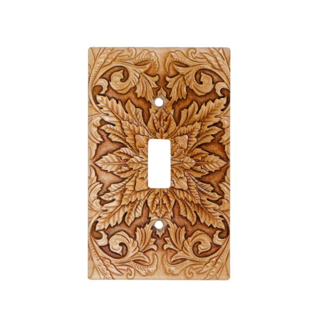 Tooled leather Light Switch Cover (Front)