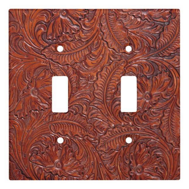 Tooled leather Light Switch Cover (Front)