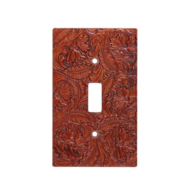 Tooled leather Light Switch Cover (Front)