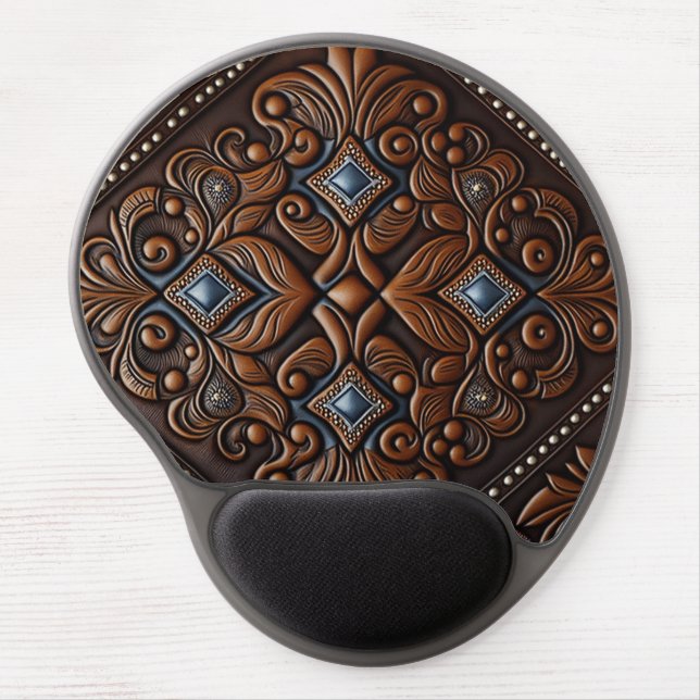 Tooled Leather Masculine Gel Mouse Pad (Front)