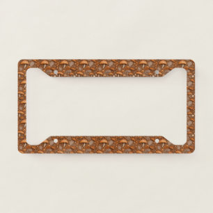 Tooled Leather Mushrooms License Plate Frame