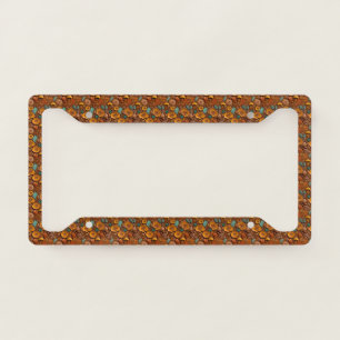 Tooled Leather Mushrooms License Plate Frame