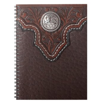 Tooled Leather Pattern Notebook by aquachild at Zazzle
