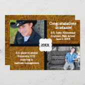Tooled Leather Photo Graduation Announcement (Front/Back)
