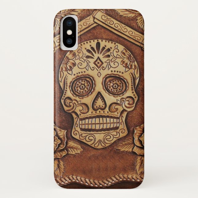 Tooled leather Skull texture iPhone case (Back)
