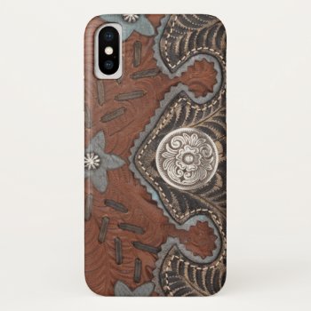 Tooled Leather Texture Iphone Case by aquachild at Zazzle