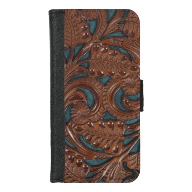 Tooled leather texture  iPhone Wallet case (Front)