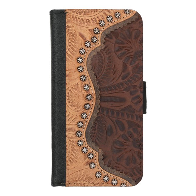 Tooled leather texture  iPhone Wallet case (Front)
