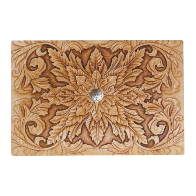 Tooled leather texture paper placemat (Front)