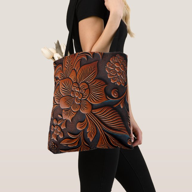 Tooled Leather Tote Bag (Close Up)