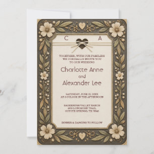 Tooled Leather Western Sweethearts Wedding Invitat Invitation