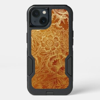 Tooled Western Leather Southwestern Amber Brown Iphone 13 Case by SterlingMoon at Zazzle