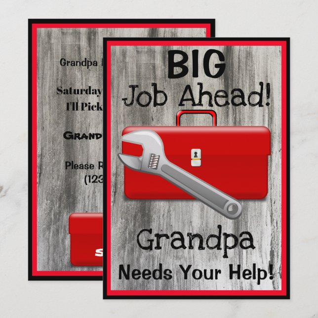 Toolin' Around with Grandpa Invitation (Front/Back)