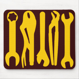 Tools - Amber on Dark Brown Mouse Pad