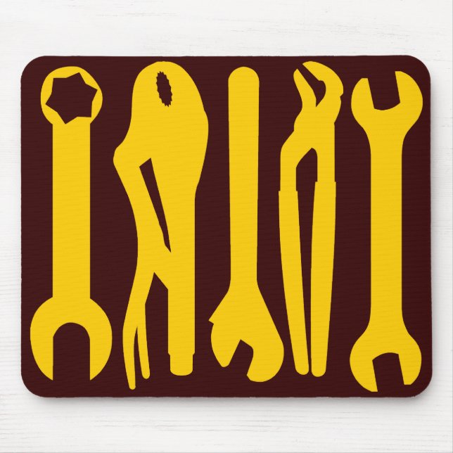 Tools - Amber on Dark Brown Mouse Pad (Front)