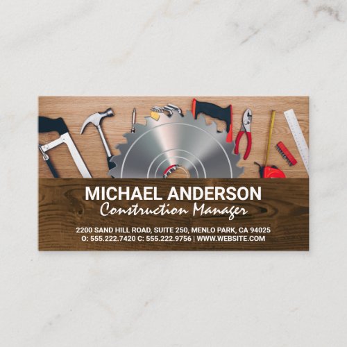 Tools and Saw  Wood Business Card