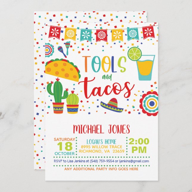 Tools and Tacos Invitation - White (Front/Back)