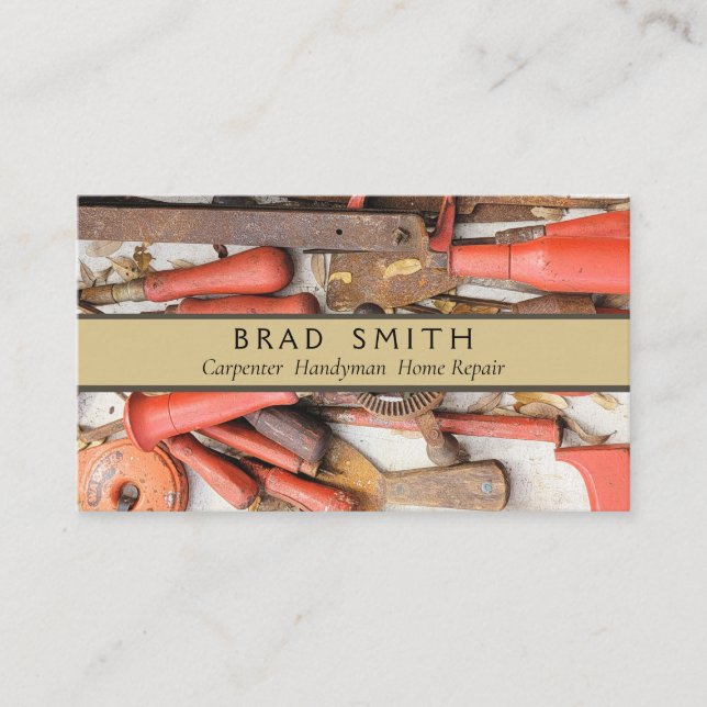 Tools Antique Rustic Red Man Tool Business Card (Front)