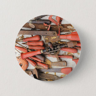 Tools Antique Rustic Red Man Tool Button