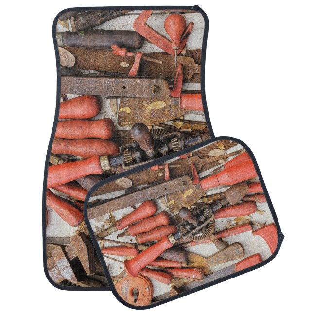 Tools Antique Rustic Red Man Tool Car Floor Mat (Set)