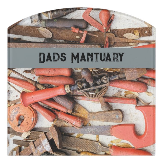 Tools Antique Rustic Red Man Tool Door Sign (Contour Front)