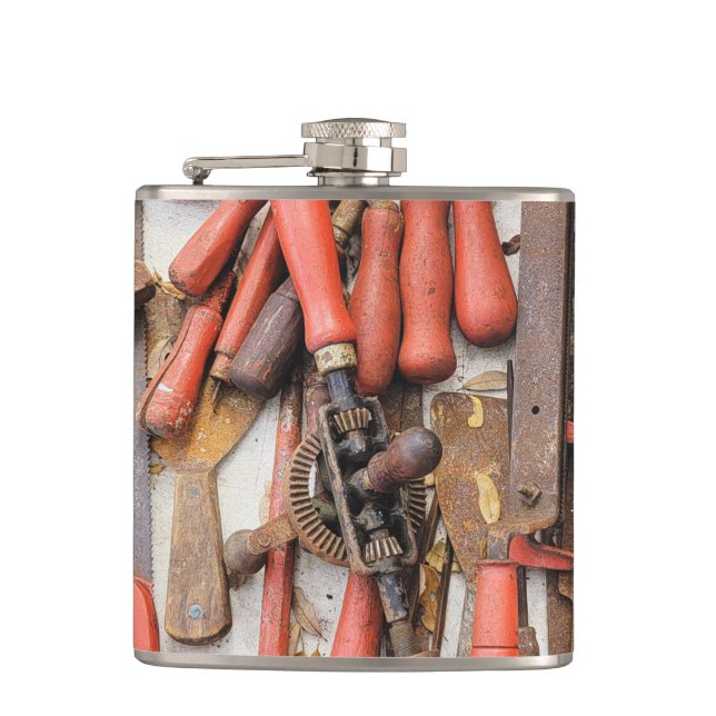 Tools Antique Rustic Red Man Tool Flask (Front)