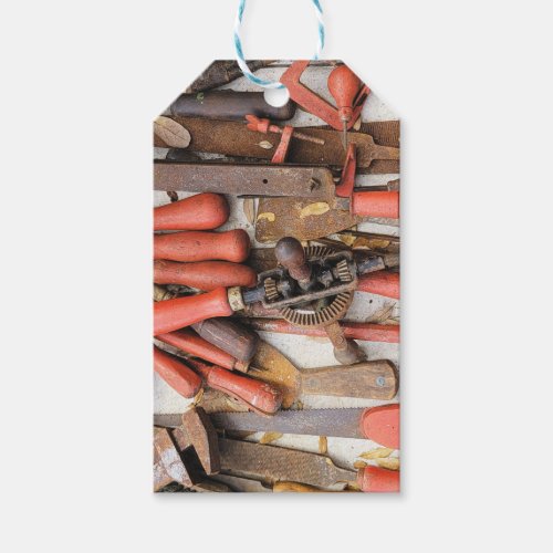 Tools Antique Rustic Red Man Tool Gift Tags