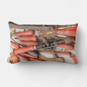Tools Antique Rustic Red Man Tool Lumbar Pillow