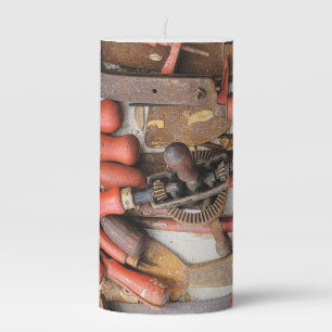 Tools Antique Rustic Red Man Tool Pillar Candle