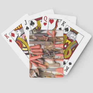 Tools Antique Rustic Red Man Tool Poker Cards